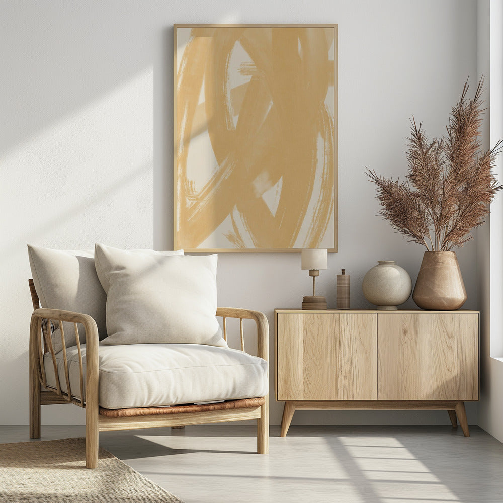 Dynamic Beige Brushstrokes | Poster
