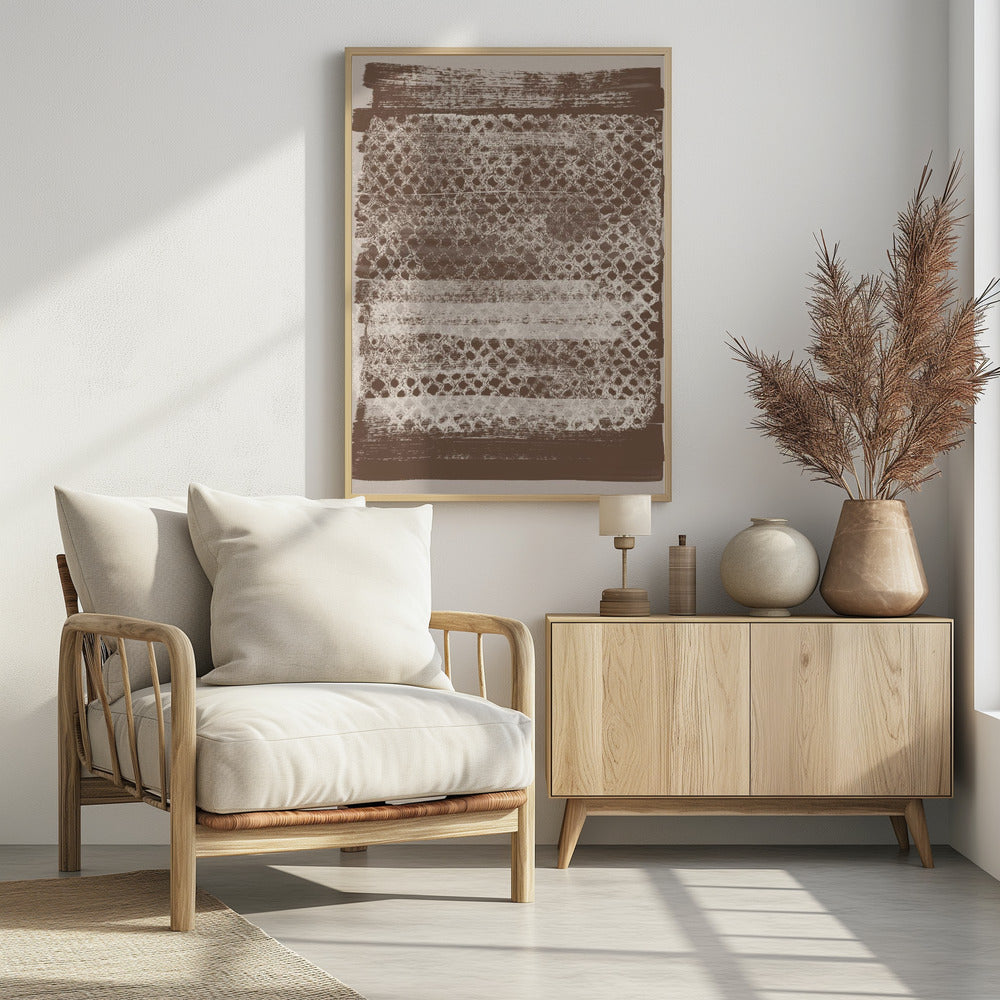 Neutral Pattern. White monotype texture on brown. | Poster