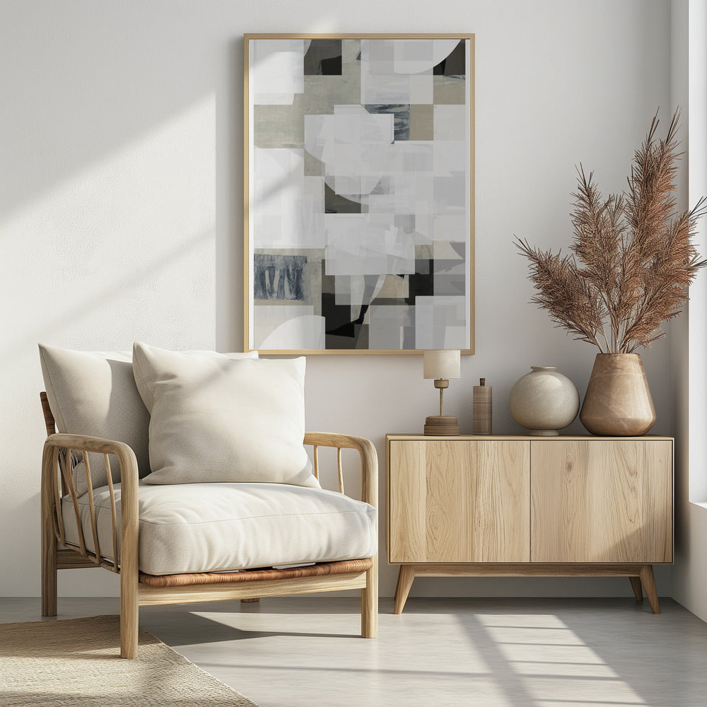 Abstract Mocha Black White Composition No. 3 | Poster