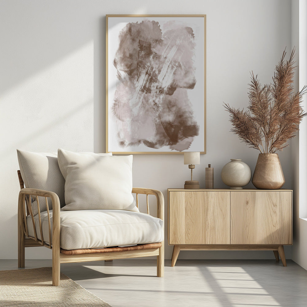 Abstract Artwork With Soft Beige And Brown Tones | Poster