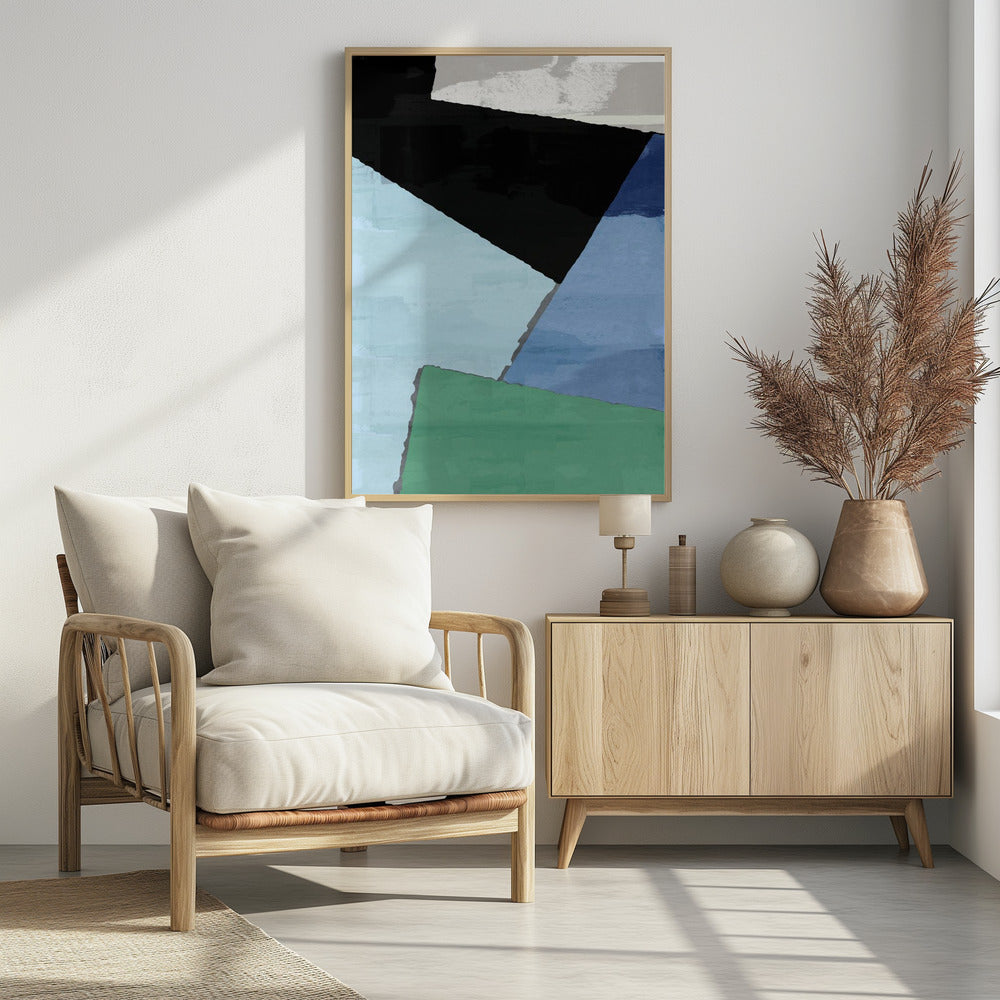 Abstract Blocks in Blue, Green and Black | Poster