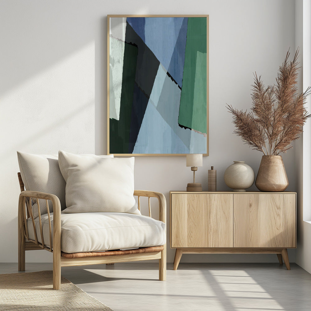 Abstract Blocks in Blue, Green and Black | Poster