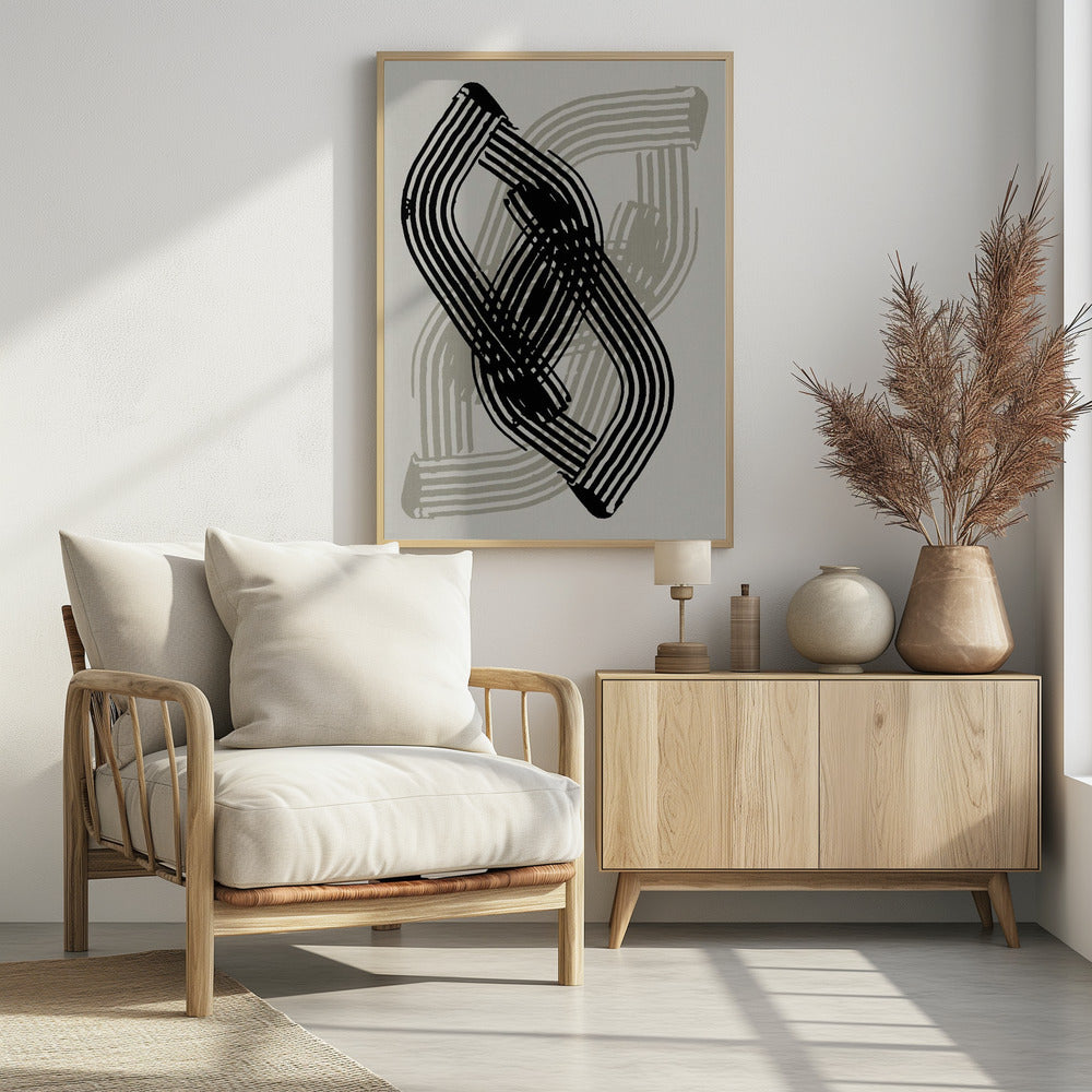 Abstract Curves in Black and Grey | Poster