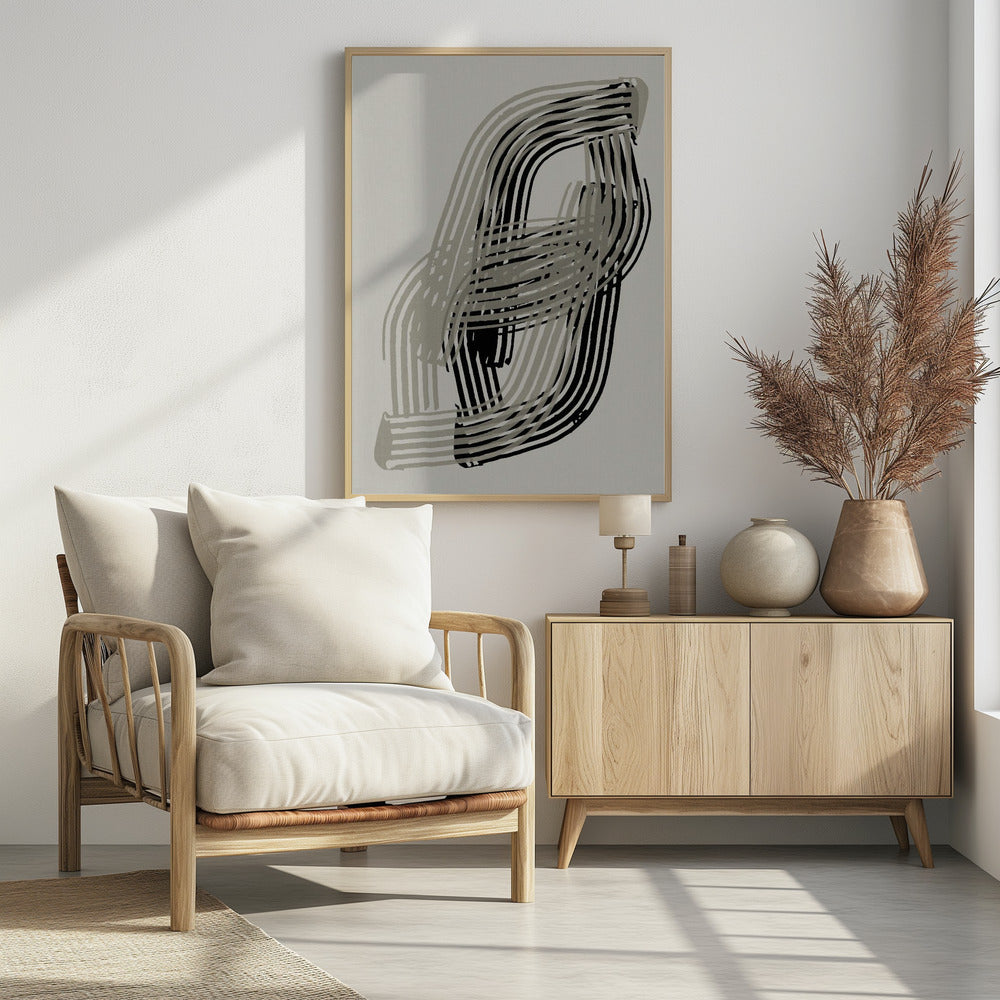 Abstract Curves in Grey and Black | Poster