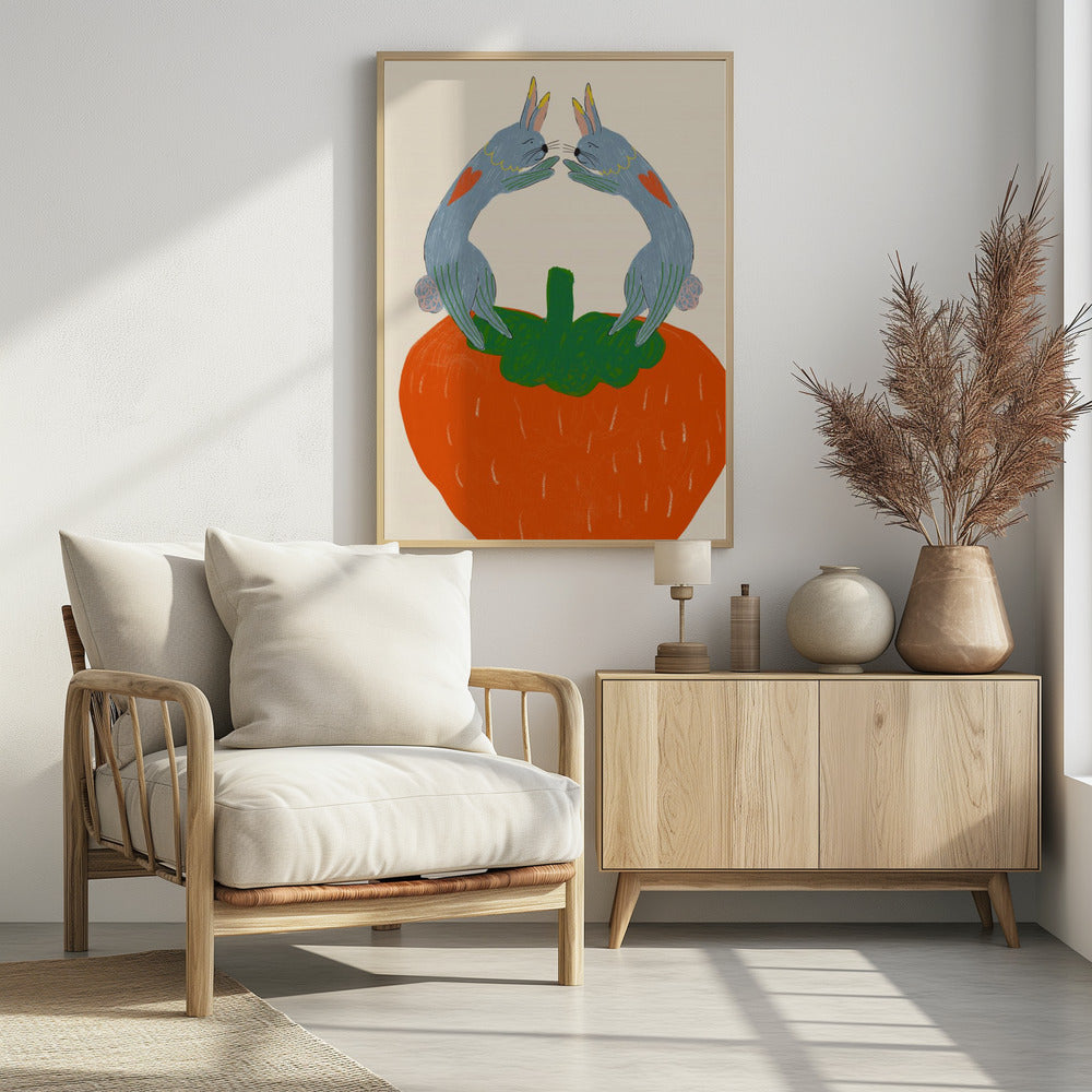 Rabbits on Strawberry | Poster