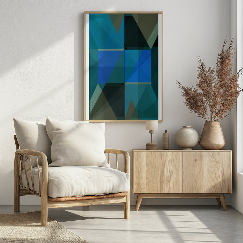 Overlapping Blue And Green Translucent Shapes | Poster