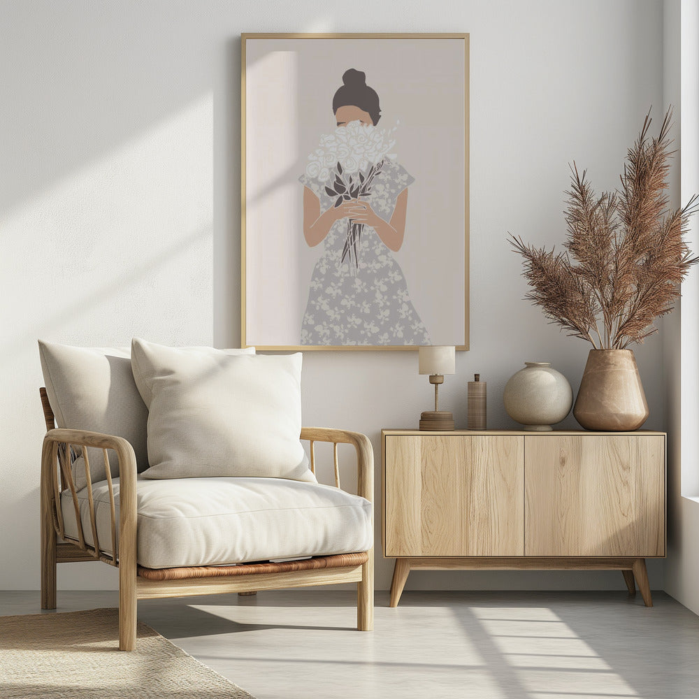 Girl With Flower Bouquet | Poster
