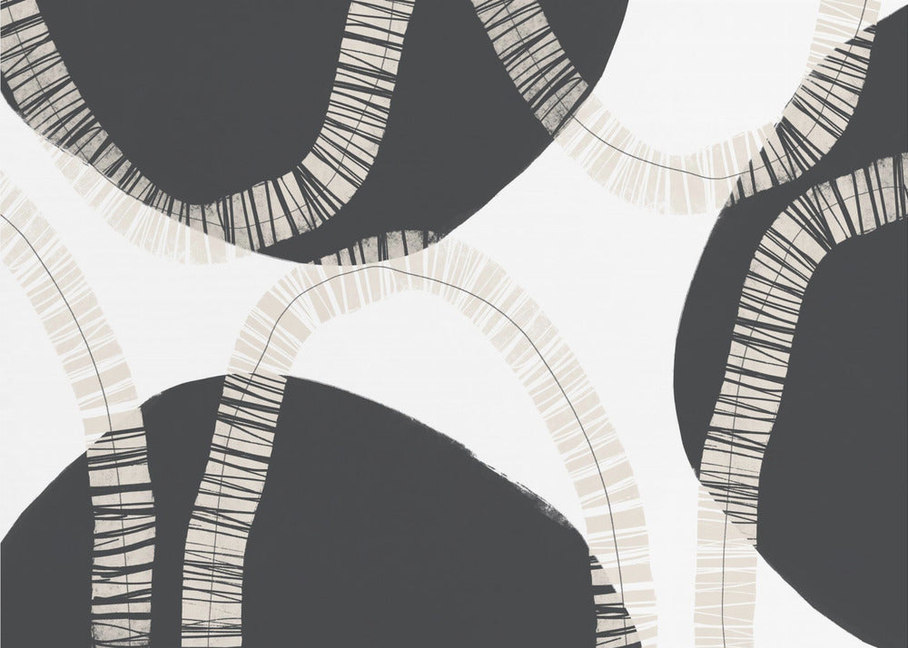 Black Shapes Interwoven With Textured | Canvas