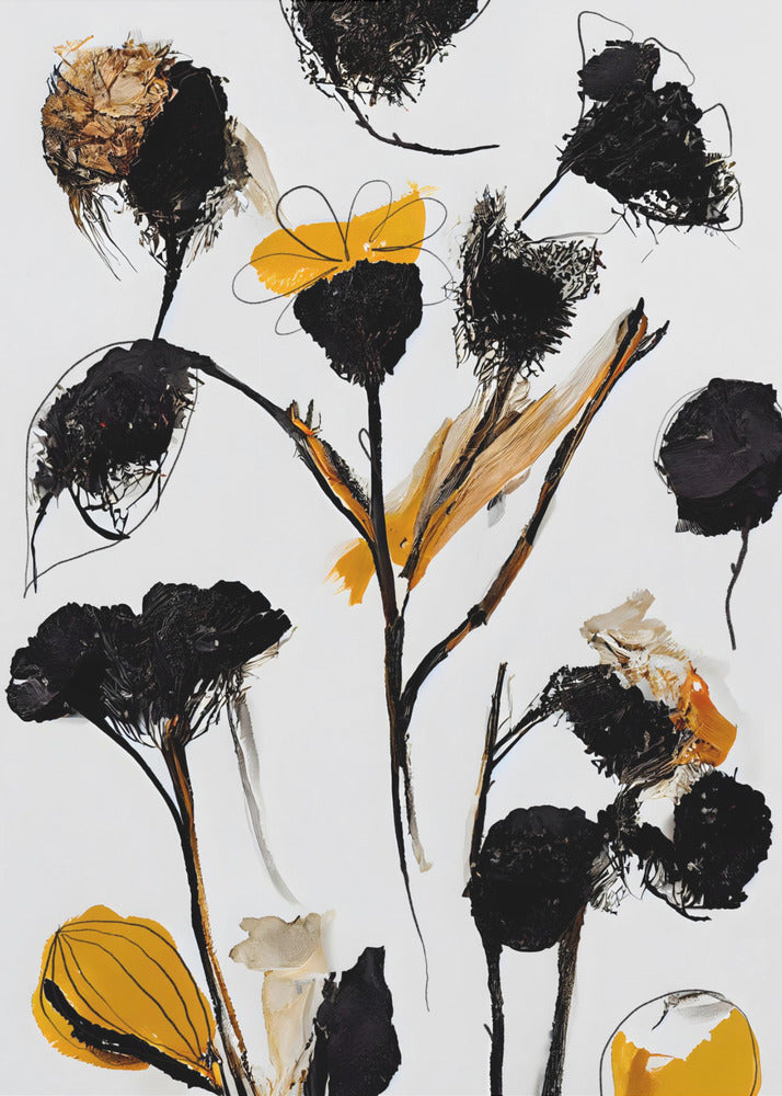 Black Dry Flowers | Canvas