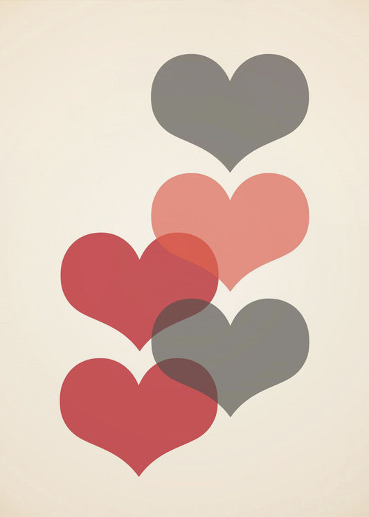 Mid century hearts in red | Poster