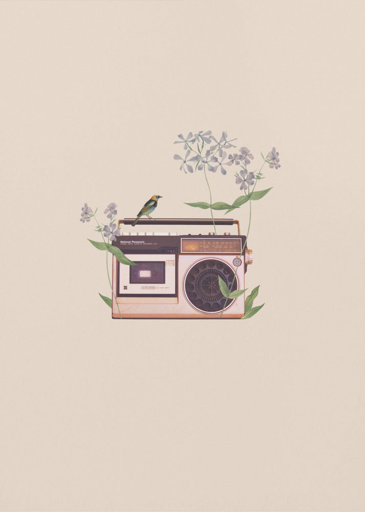Floral vintage radio | Poster