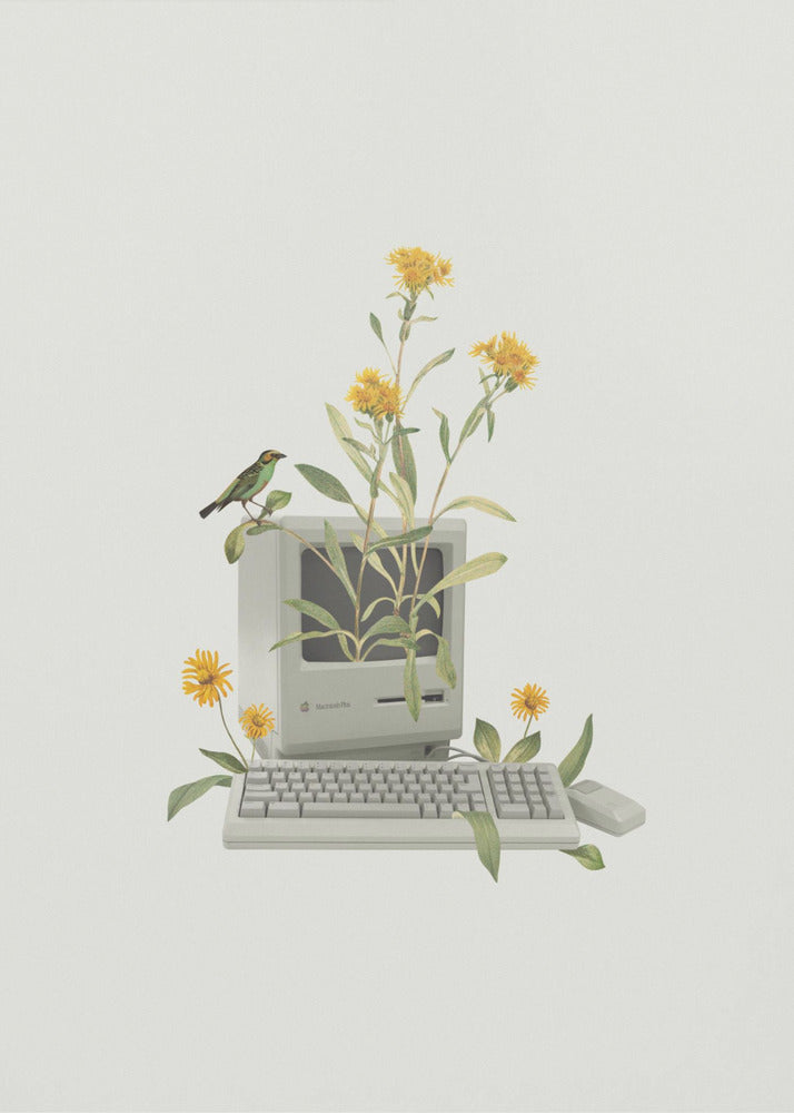 Floral vintage computer | Poster