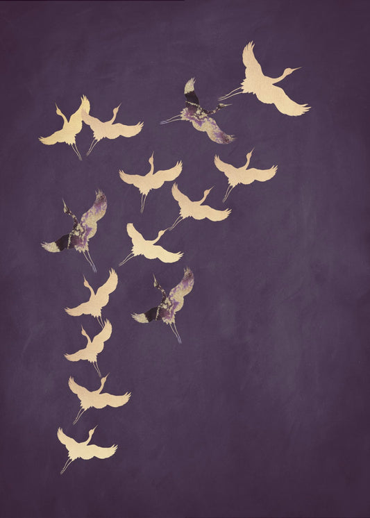 Purple Flying Cranes | Poster