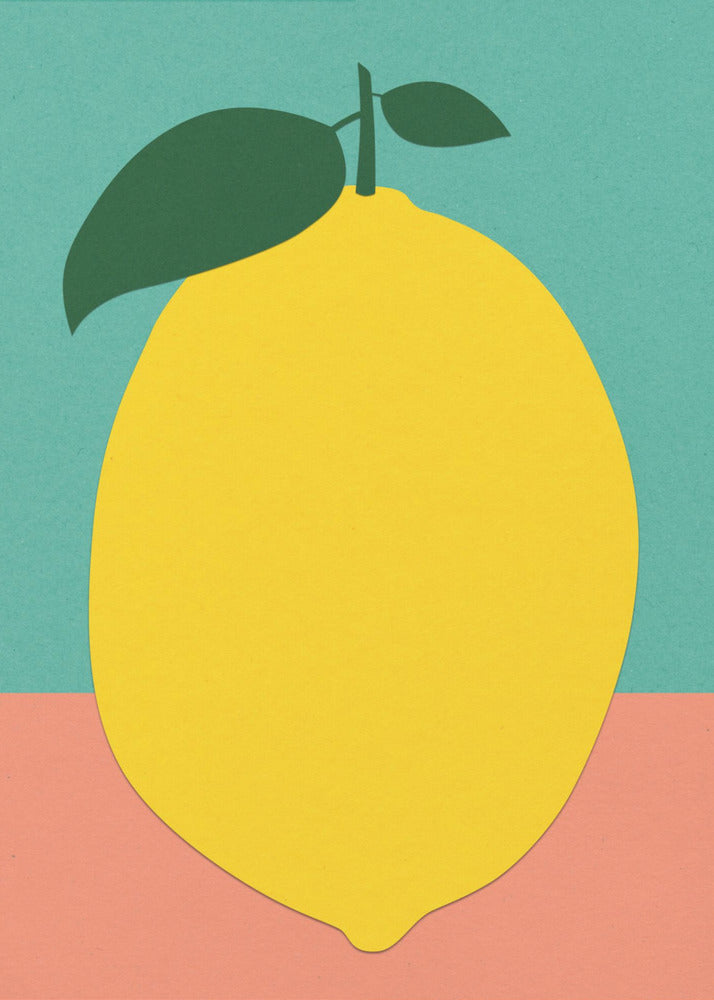 Lemon With Two Leaves | Canvas