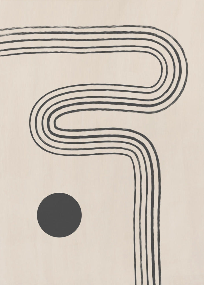 Black Curved Lines and a Circle | Poster