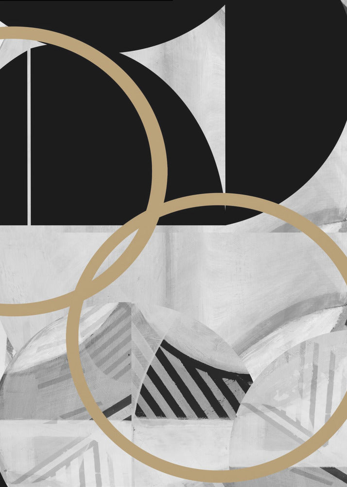 Black and White Stripes Gold Spheres No2 | Poster