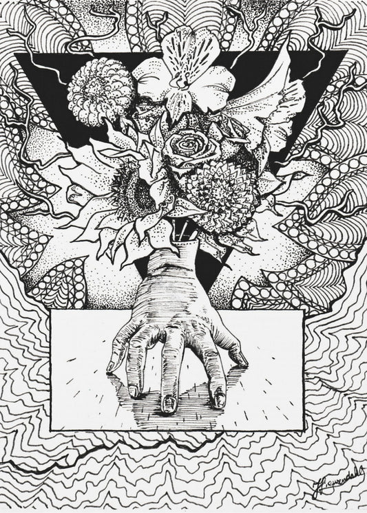 Flowery Thing. Abstract Drawing of a Flowery Bouquet in Hand. | Poster