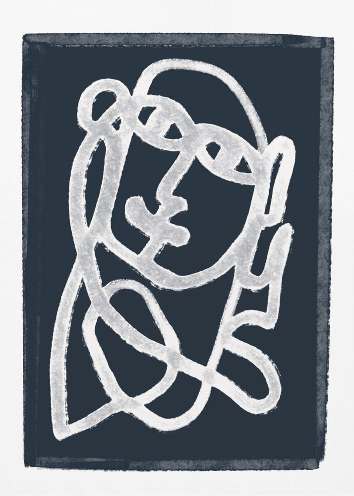 Navy Abstract Line Drawing | Poster