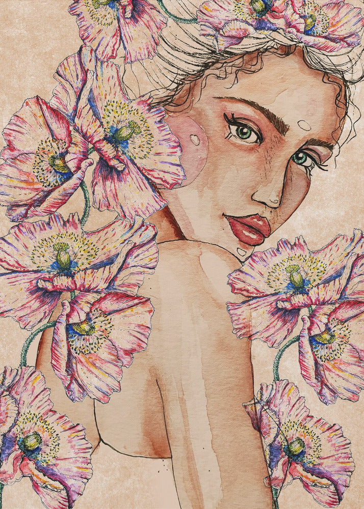 Woman wih Poppies | Canvas