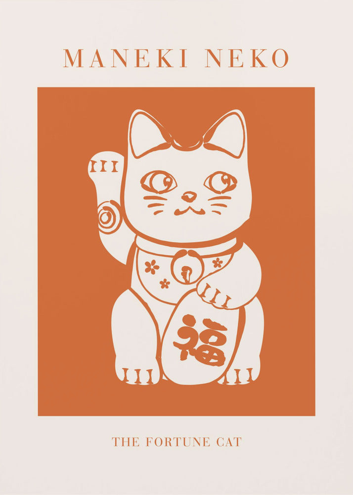 Maneki-neko Cat Orange | Poster