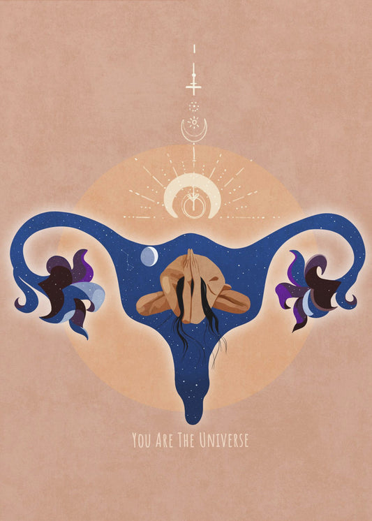 Spiritual, Feminine, Energy, Stars, Moon, Vulva,  Meditation, Yoga, and Inspiration Poster Spir 1b | Poster