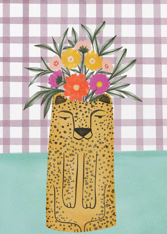 Leopard Shape Vase with Flower | Poster