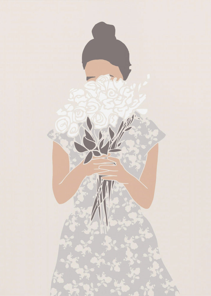 Girl With Flower Bouquet | Poster